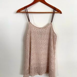 Anthropologie Cream Crochet Tank Top